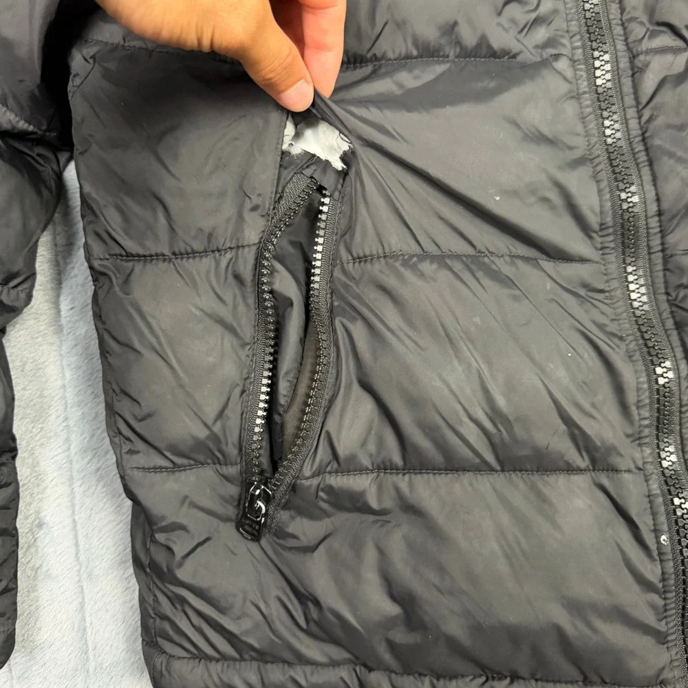 Levis Mens Black Hooded Puffer Jacket Quilted Full Zip Coat Small RN 54163